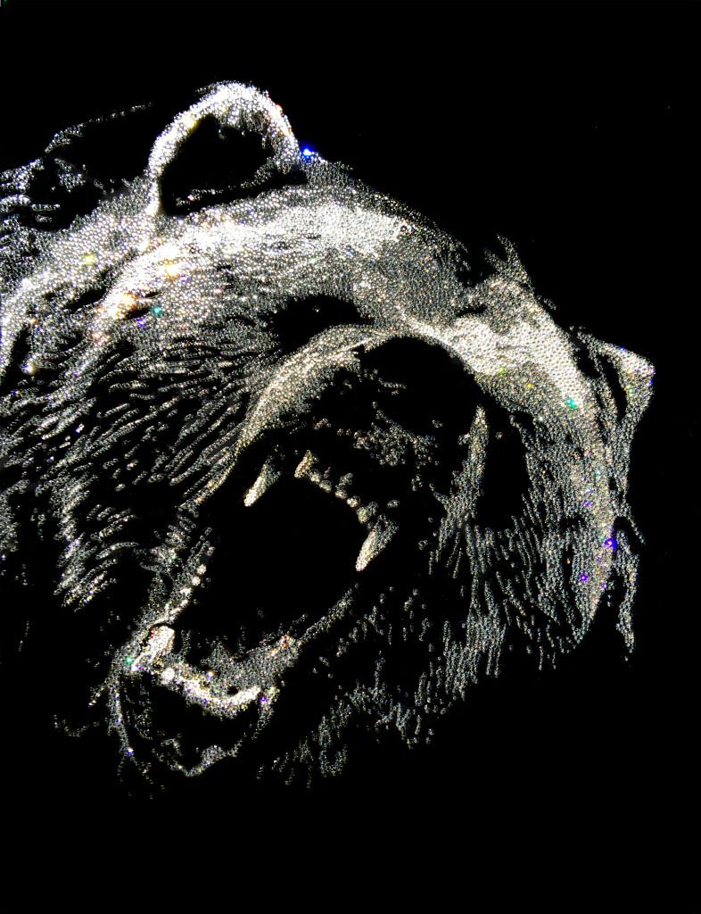 Angry Bear, 15200 Crystals from Swarovski® on plexiglas, 80x60 cm. 2016