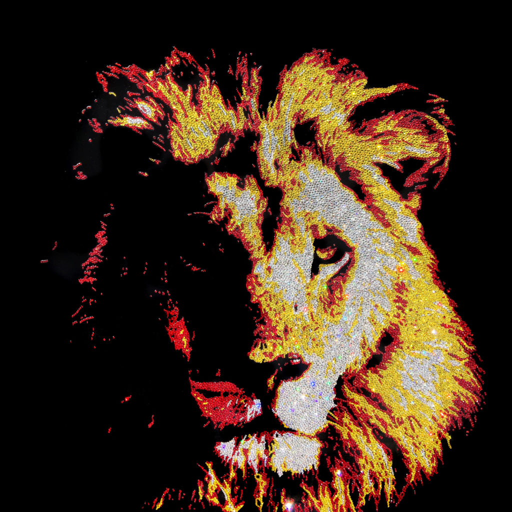 Supreme Lion, 28000 Crystals form Swarovski® su plexiglass, 80x80 cm, 2017